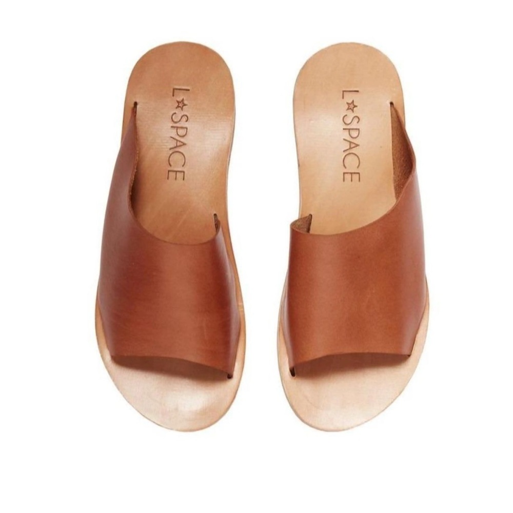 L*Space Laguna Tan Leather Slide Sandals